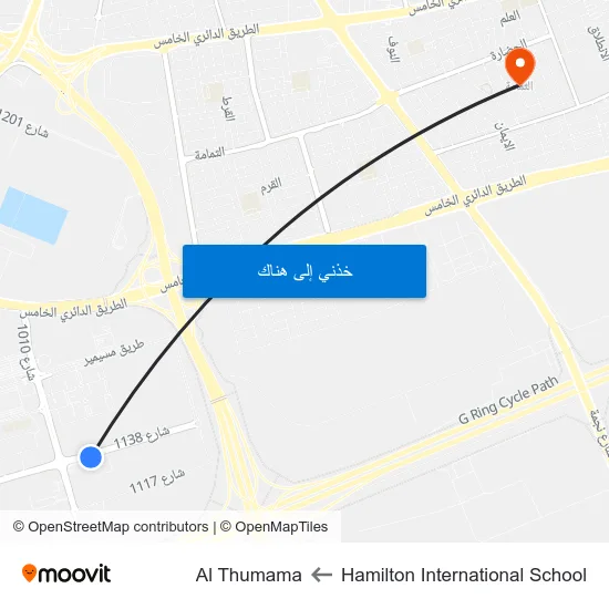 Hamilton International School to Al Thumama map