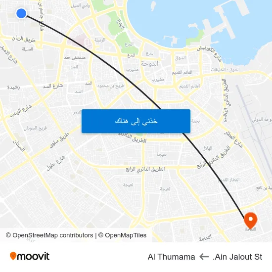 Ain Jalout St. to Al Thumama map