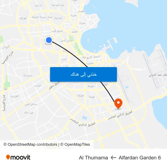 Alfardan Garden 6 to Al Thumama map