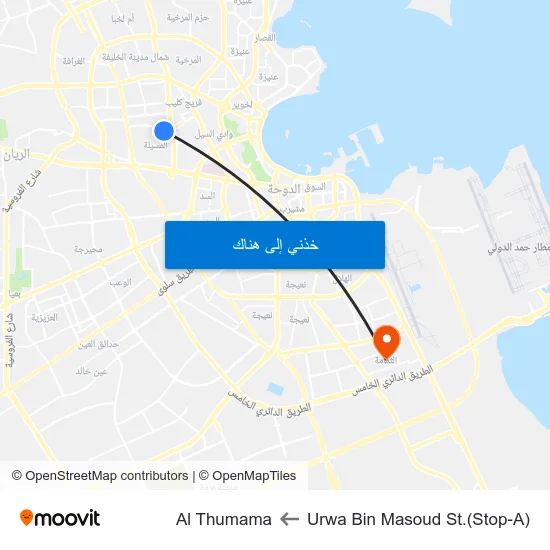 Urwa Bin Masoud St.(Stop-A) to Al Thumama map
