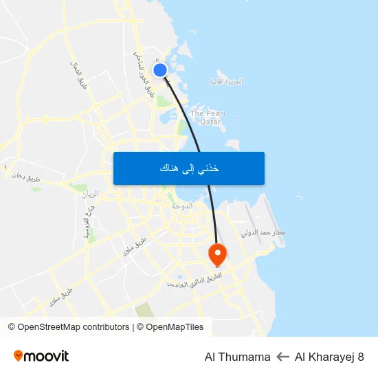 Al Kharayej 8 to Al Thumama map