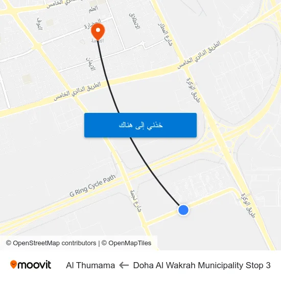 Doha Al Wakrah Municipality Stop 3 to Al Thumama map