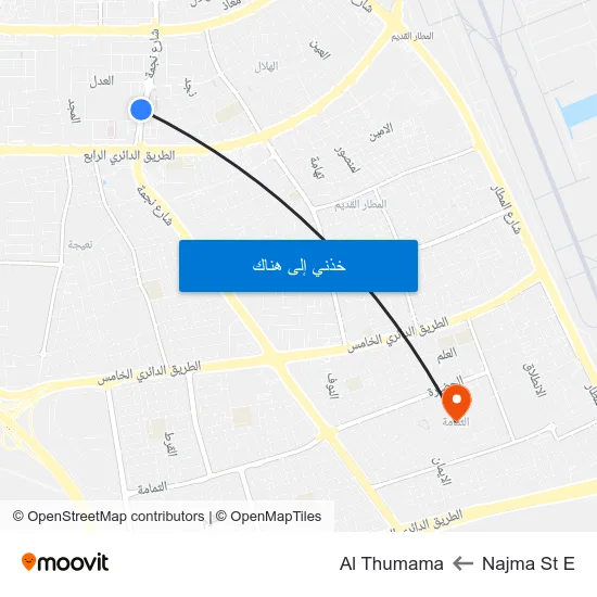 Najma St E to Al Thumama map