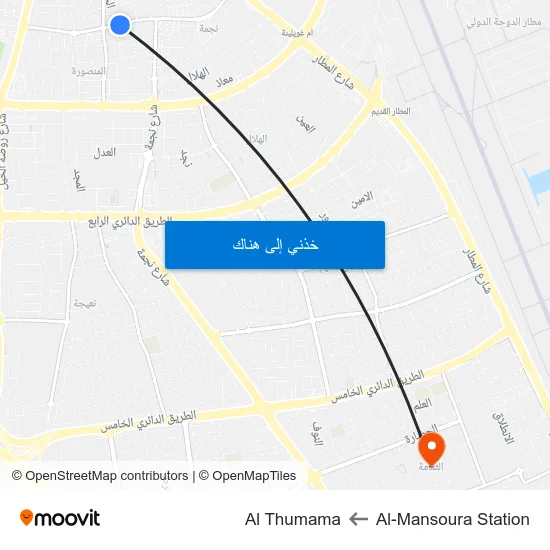 Al-Mansoura Station to Al Thumama map