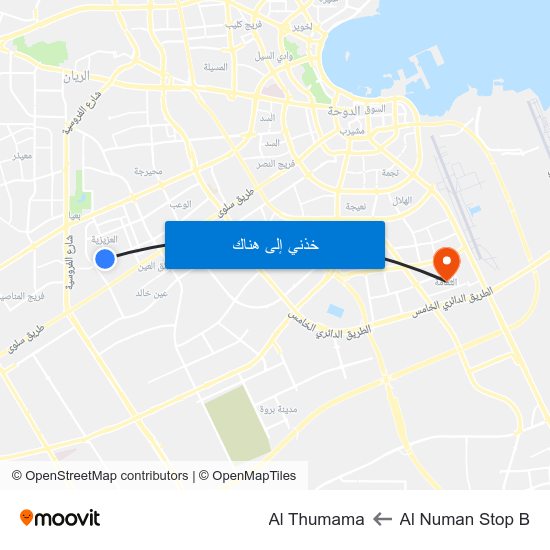 Al Numan Stop B to Al Thumama map