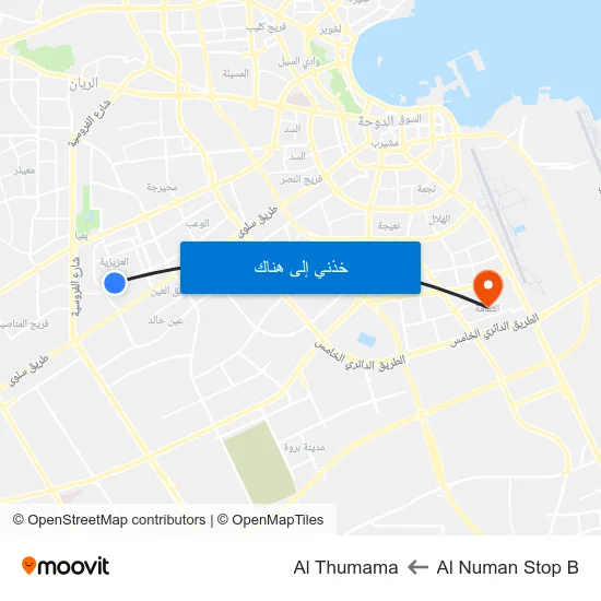 Al Numan Stop B to Al Thumama map
