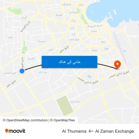 Al Zaman Exchange to Al Thumama map