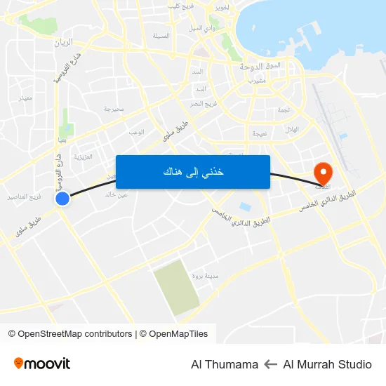 Al Murrah Studio to Al Thumama map