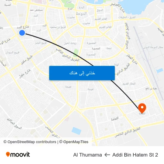 Addi Bin Hatem St 2 to Al Thumama map