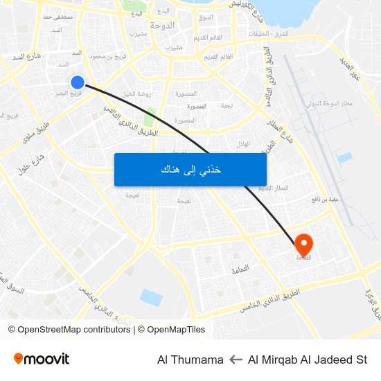 Al Mirqab Al Jadeed St to Al Thumama map