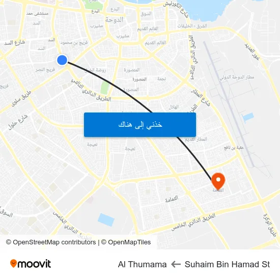 Suhaim Bin Hamad St to Al Thumama map