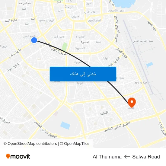 Salwa Road to Al Thumama map
