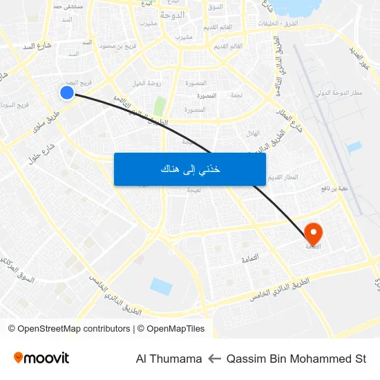 Qassim Bin Mohammed St to Al Thumama map