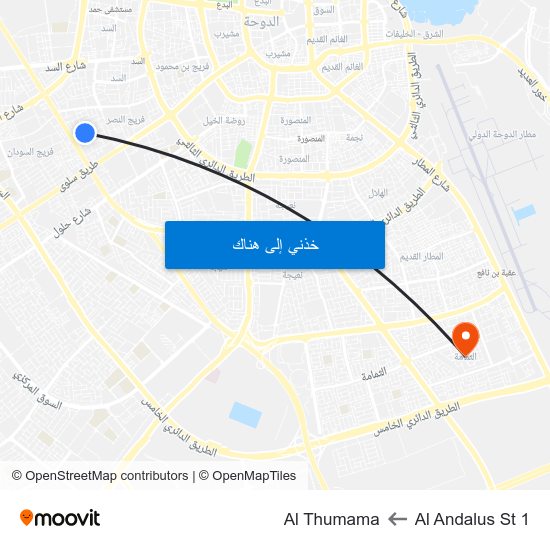Al Andalus St 1 to Al Thumama map