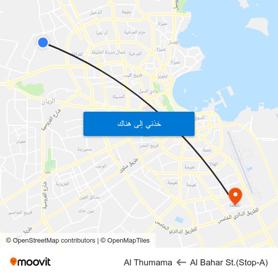 Al Bahar St.(Stop-A) to Al Thumama map