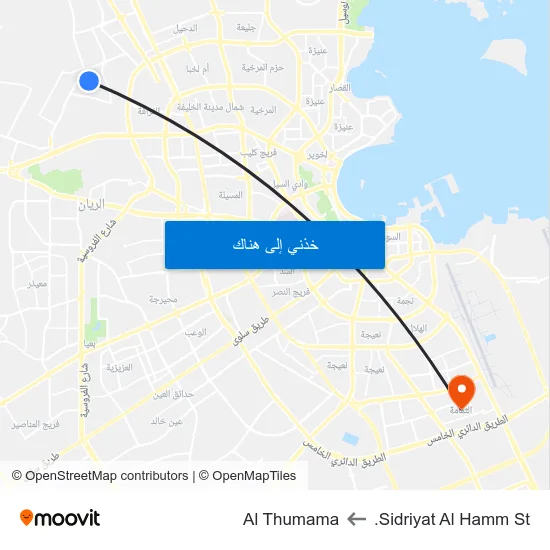Sidriyat Al Hamm St. to Al Thumama map