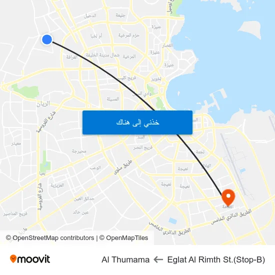 Eglat Al Rimth St.(Stop-B) to Al Thumama map