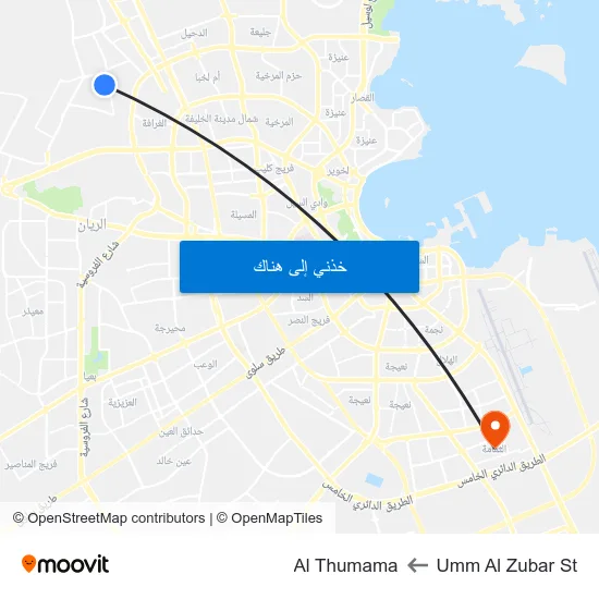 Umm Al Zubar St to Al Thumama map