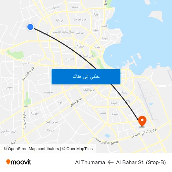Al Bahar St. (Stop-B) to Al Thumama map