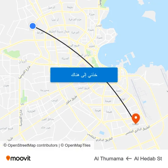 Al Hedab St to Al Thumama map