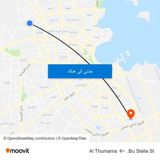 Bu Slaila St. to Al Thumama map