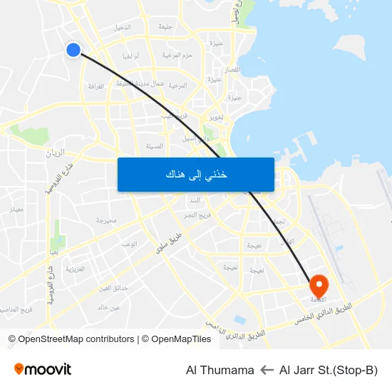Al Jarr St.(Stop-B) to Al Thumama map