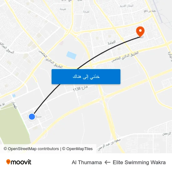 Elite Swimming Wakra to Al Thumama map
