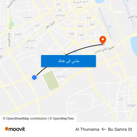 Bu Samra St to Al Thumama map