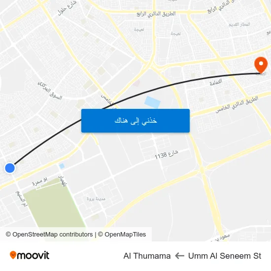 Umm Al Seneem St to Al Thumama map