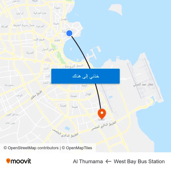 West Bay Bus Station to Al Thumama map