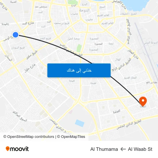 Al Waab St to Al Thumama map