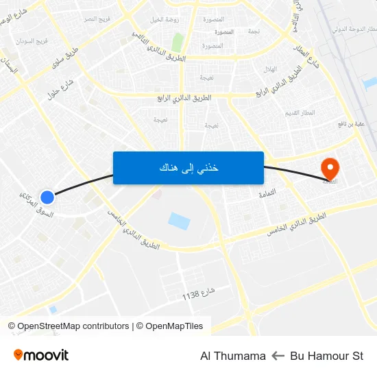 Bu Hamour St to Al Thumama map