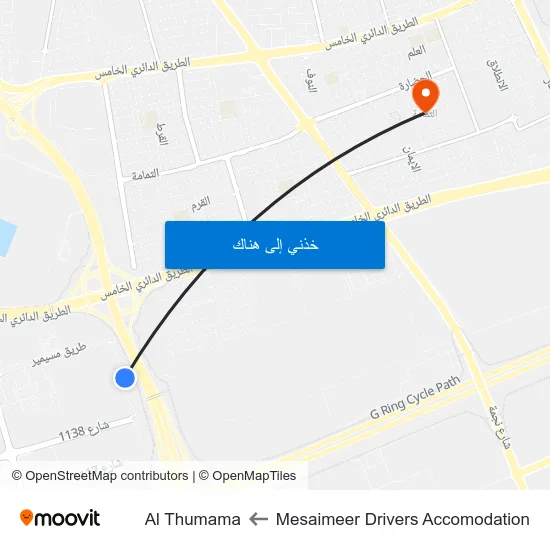 Mesaimeer Drivers Accomodation to Al Thumama map