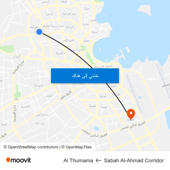 Sabah Al-Ahmad Corridor to Al Thumama map