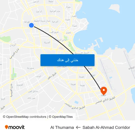 Sabah Al-Ahmad Corridor to Al Thumama map