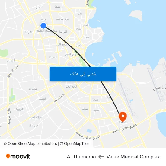 Value Medical Complex to Al Thumama map