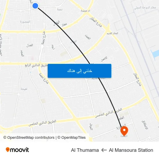 Al Mansoura Station to Al Thumama map