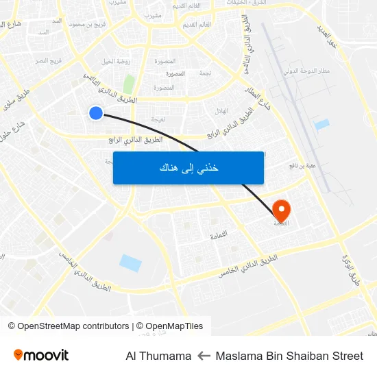 Maslama Bin Shaiban Street to Al Thumama map