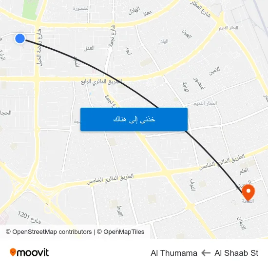 Al Shaab St to Al Thumama map