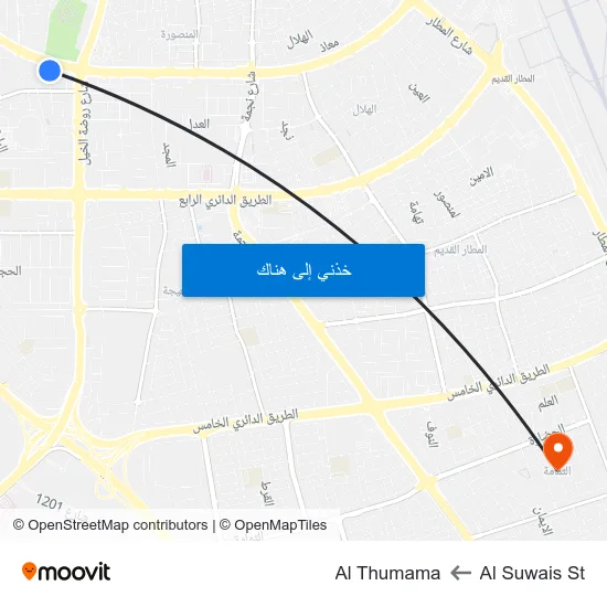 Al Suwais St to Al Thumama map