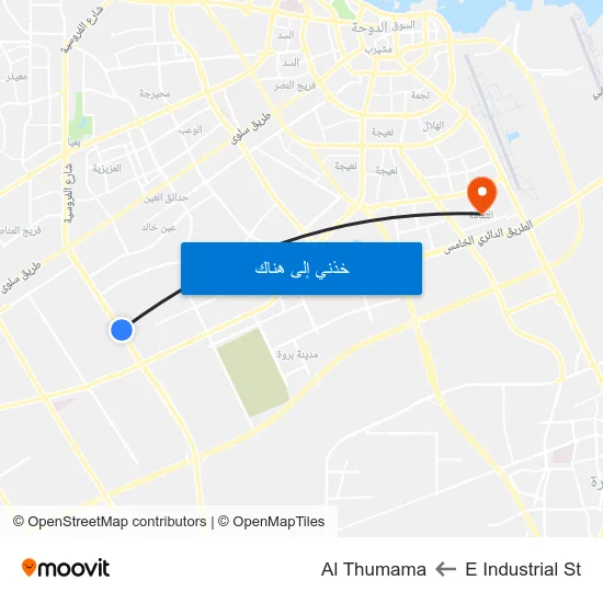 E Industrial St to Al Thumama map