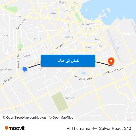 Salwa Road, 340 to Al Thumama map