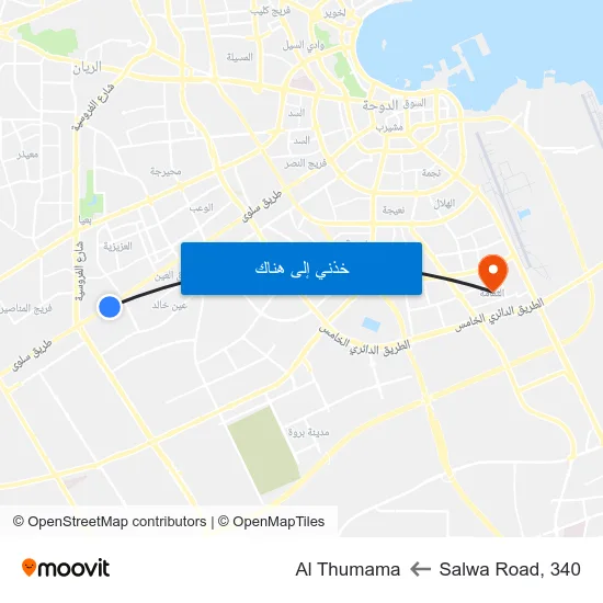 Salwa Road, 340 to Al Thumama map
