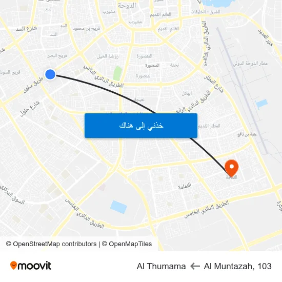 Al Muntazah, 103 to Al Thumama map