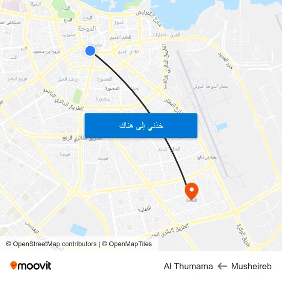 Musheireb to Al Thumama map