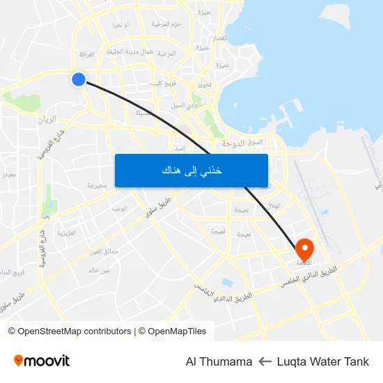 Luqta Water Tank to Al Thumama map