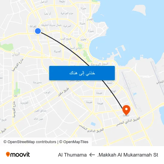 Makkah Al Mukarramah St. to Al Thumama map