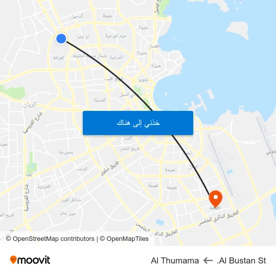 Al Bustan St. to Al Thumama map