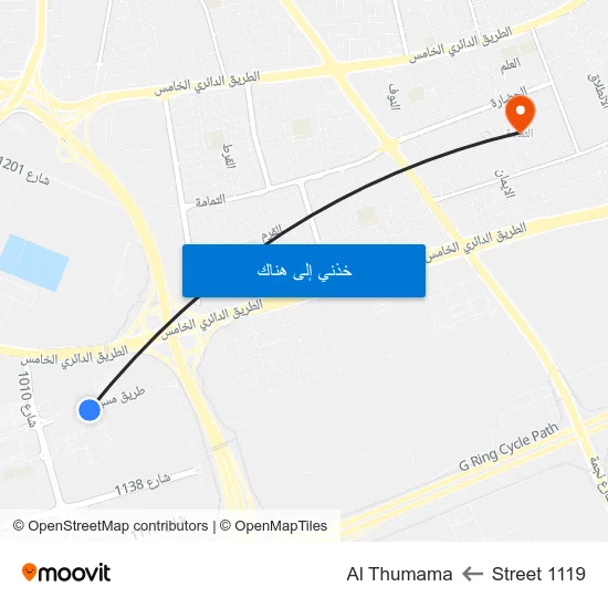 Street 1119 to Al Thumama map