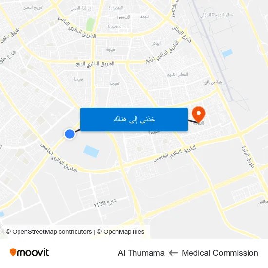 Medical Commission to Al Thumama map